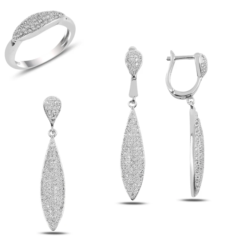 

Silver 925 Sterling Zircon Cubic Zirconia Dangle Set