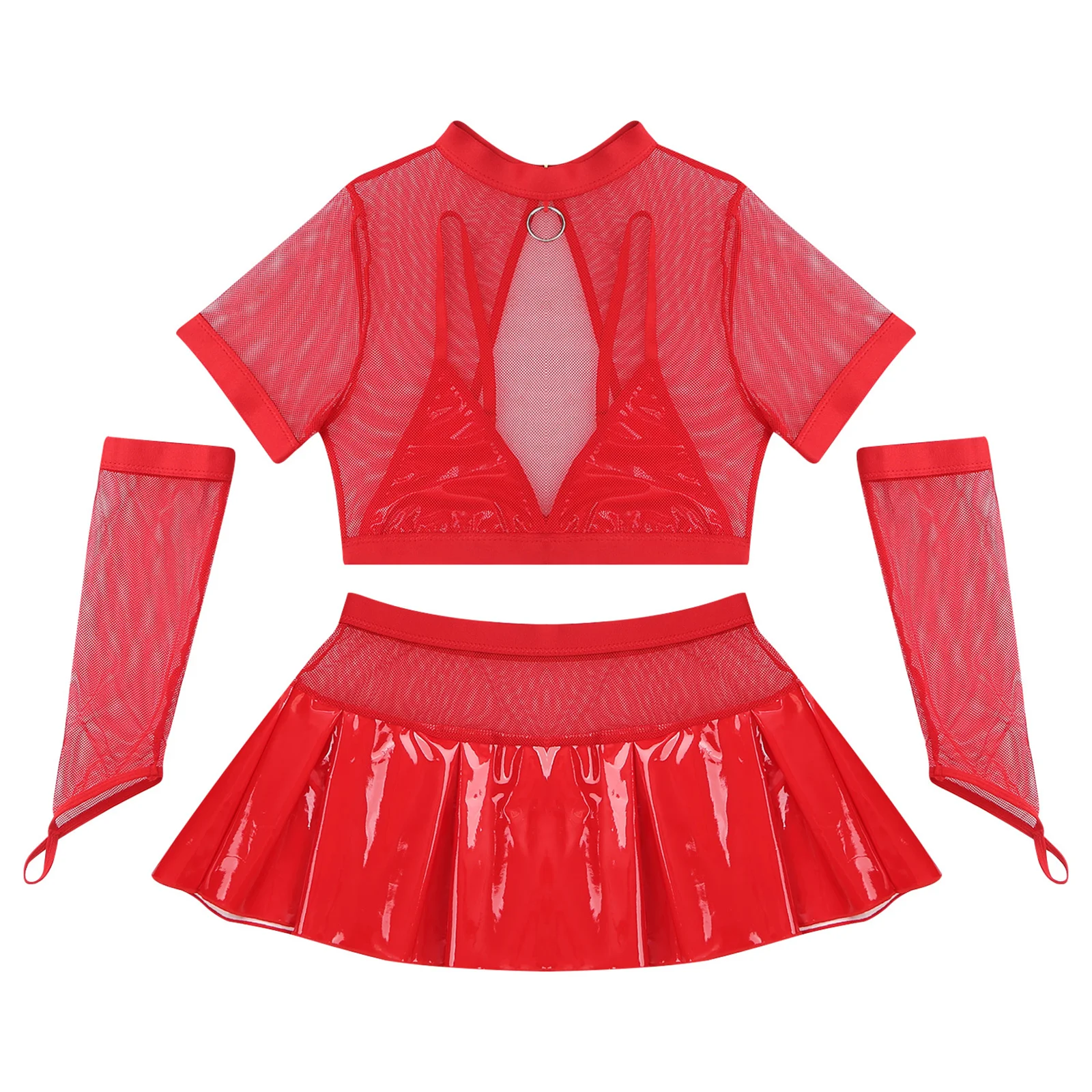 Женский сексуальный комплект нижнего белья короткий рукав сетчатый кроп-топ с