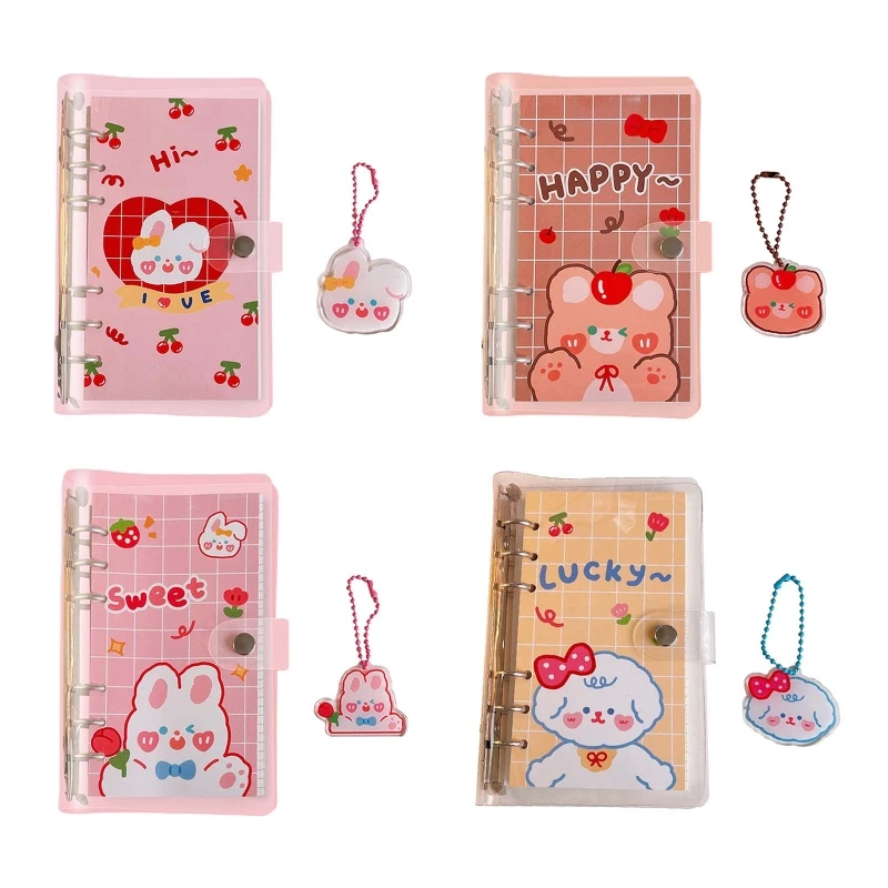 

Adorable Loose-Leaf Notepad Scrapbook Planner 6 Ring Notebook Wirebound 200 Pages Not Bleeding for Women Girl Student E8BE