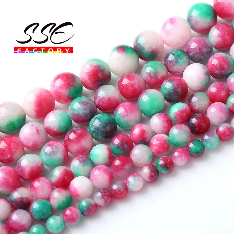 Natural Blossom Tourmaline Jades Stone Beads Round Loose Spacers Healing Beads For Jewelry Making DIY Bracelets 6 8 10 12mm 15