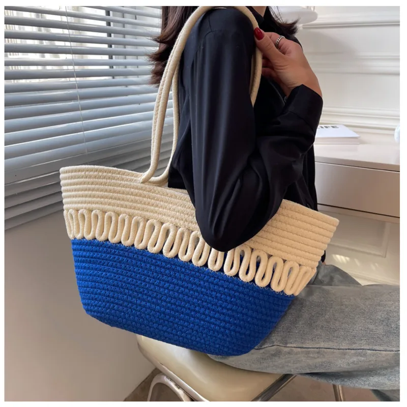 Woman Handbag Straw Bag Women Hand-Woven Handbag  Big Capacity Drawstring Casual Beach Shoulder Crossbody Bag