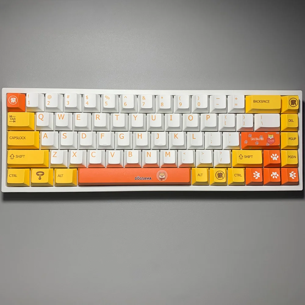 Японская механическая клавиатура Kawaill с 134 клавишами PBT для игр Double Shot GMK желтая