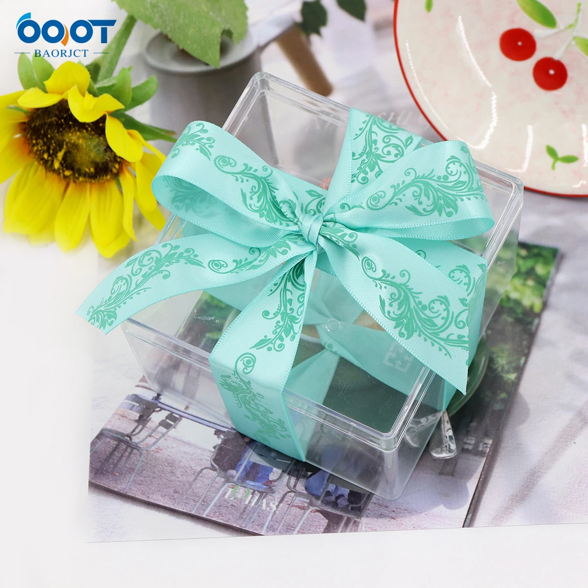 Однотонные цветные ленты с принтом материалы для украшения свадебной вечеринки