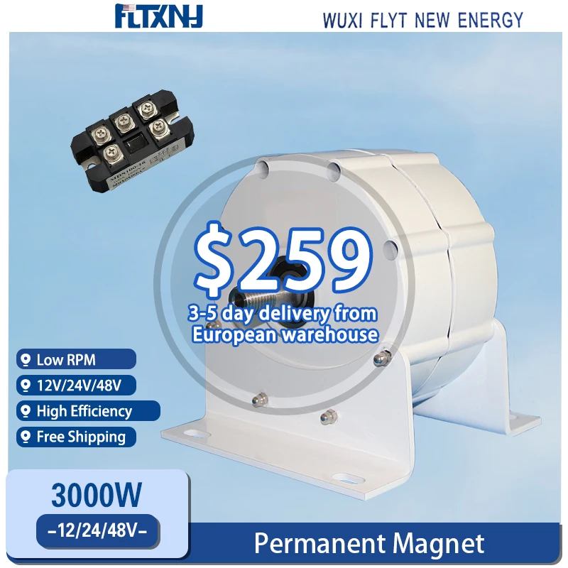 Генератор Электрический 3 кВт низкие скорости 24 В 12 3-фазный генератор