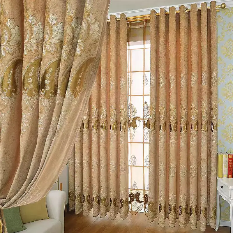 (10008) простые европейские плотные занавески с вышивкой в европейском стиле