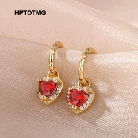aesthetic crystal love heart hoop earrings for women goth vintage heart dangle stud earrings 2022 trend jewelry gifts pendientes
