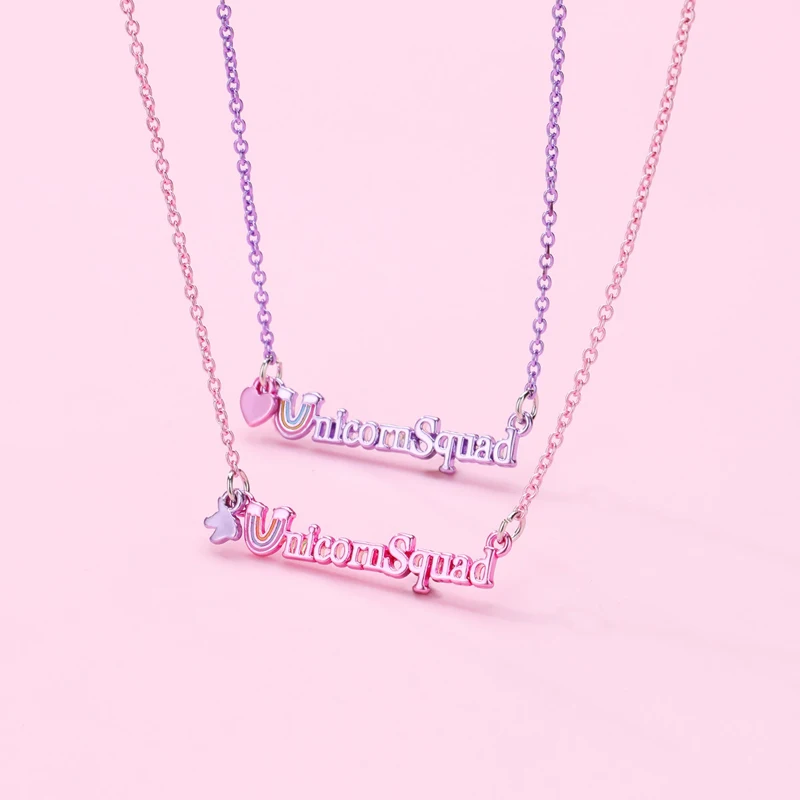 infolinzyć 2 sztuk/zestaw śliczne tęczowe litery kroplówka oleju stop najlepszy przyjaciel naszyjnik dla dzieci dziewczyny moda prezenty