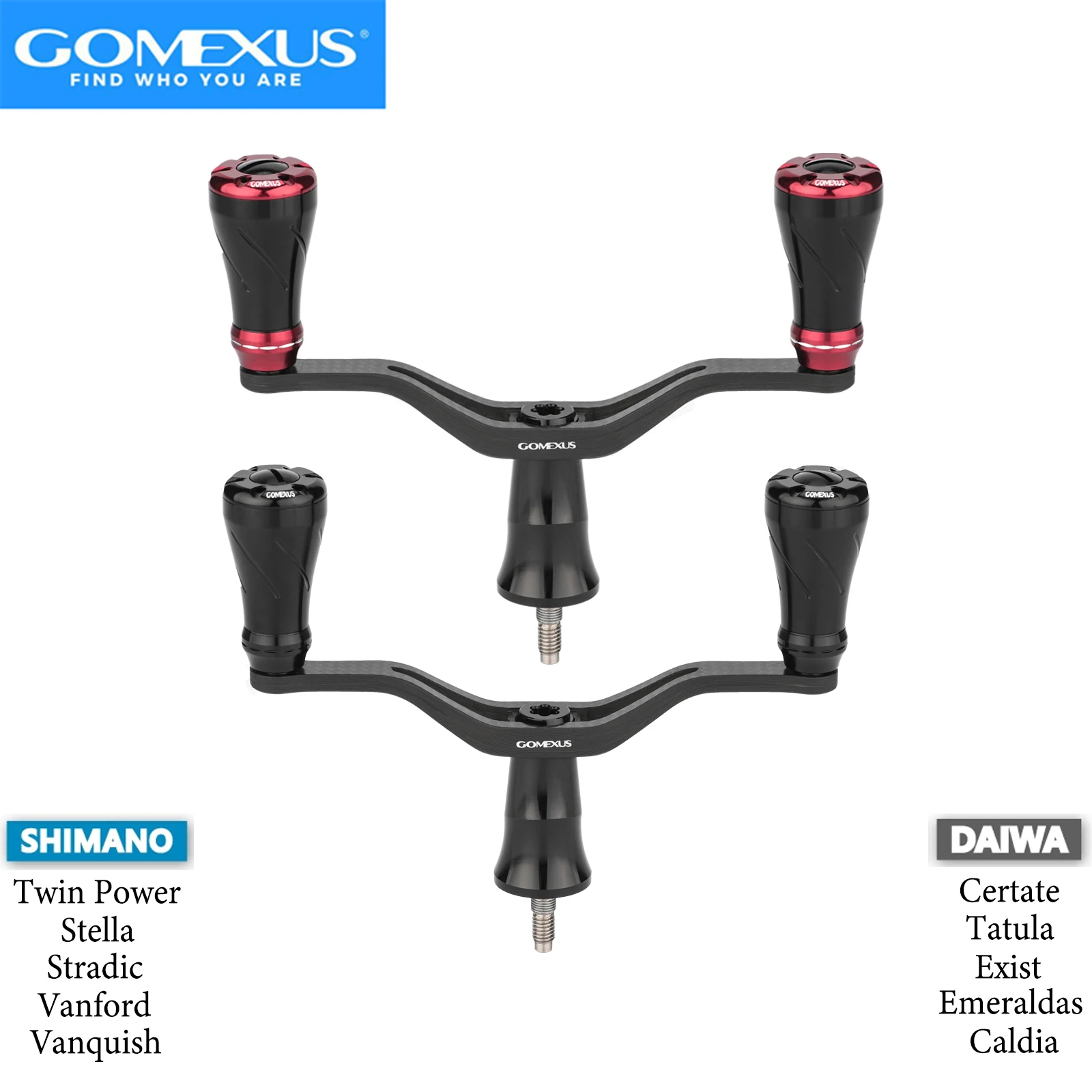 Фото Рукоятка для спиннинговой катушки Gomexus из карбона, двойная, для рыбалки, 82 мм, 98 мм, совместима с Shimano Stella, Stradic, Twinpower №1