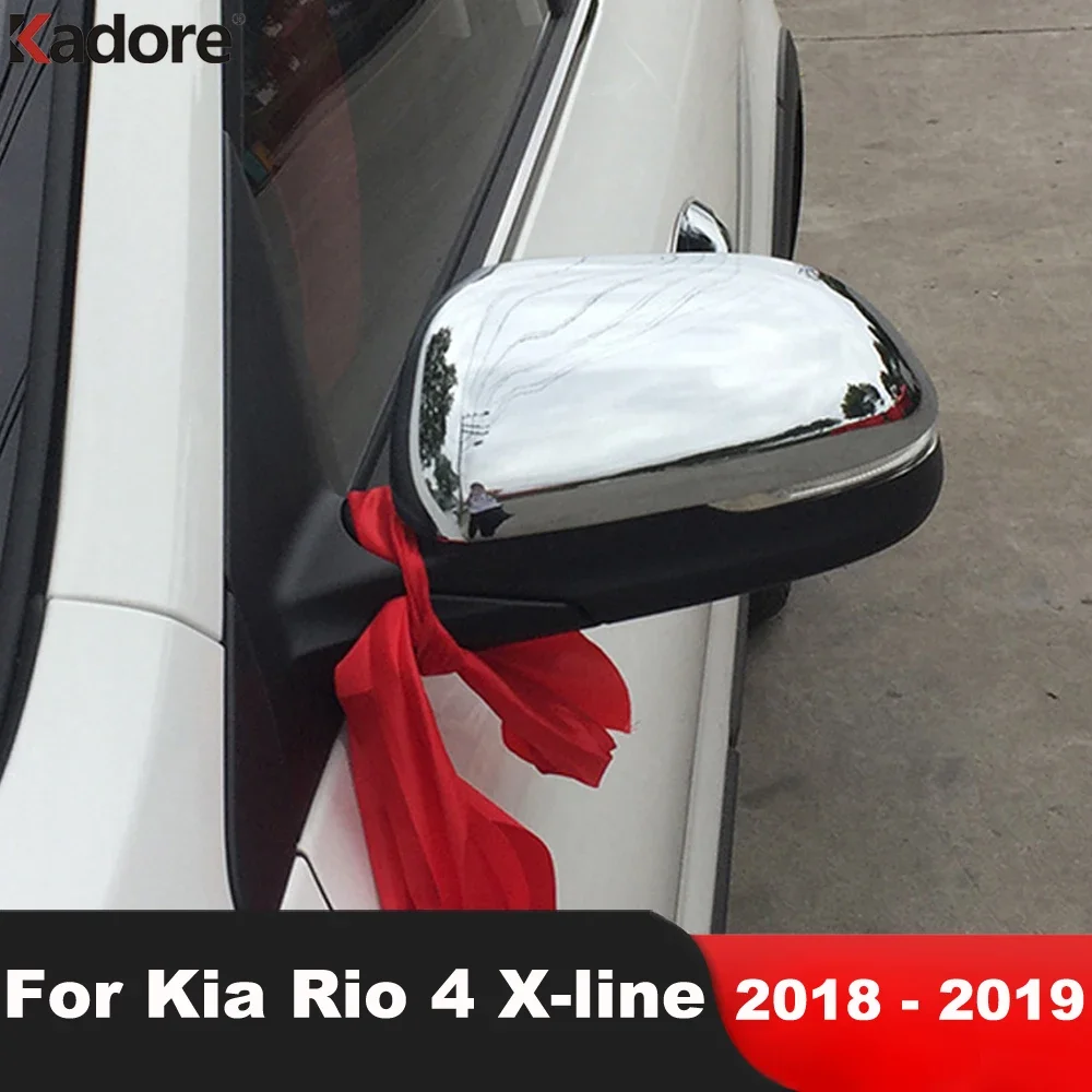 

Накладка на зеркало заднего вида для Kia Rio 4 X-line 2018 2019, хромированная крышка боковых зеркал автомобиля, накладки на зеркала, аксессуары