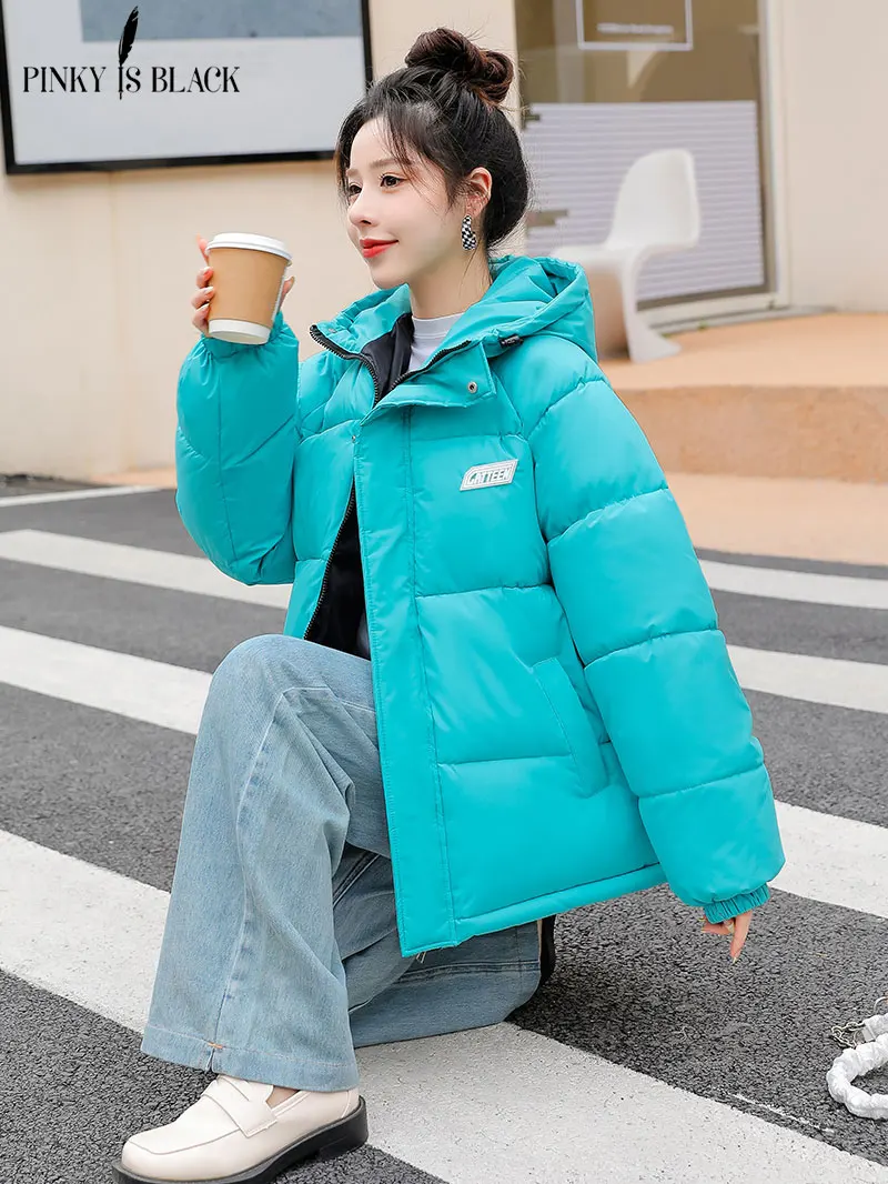 PinkyIsBlack Winter Jacket Women Parkas Thicken Warm Coat Women Hooded Jackets Solid Color Short Parka Coat Women New Streetwear