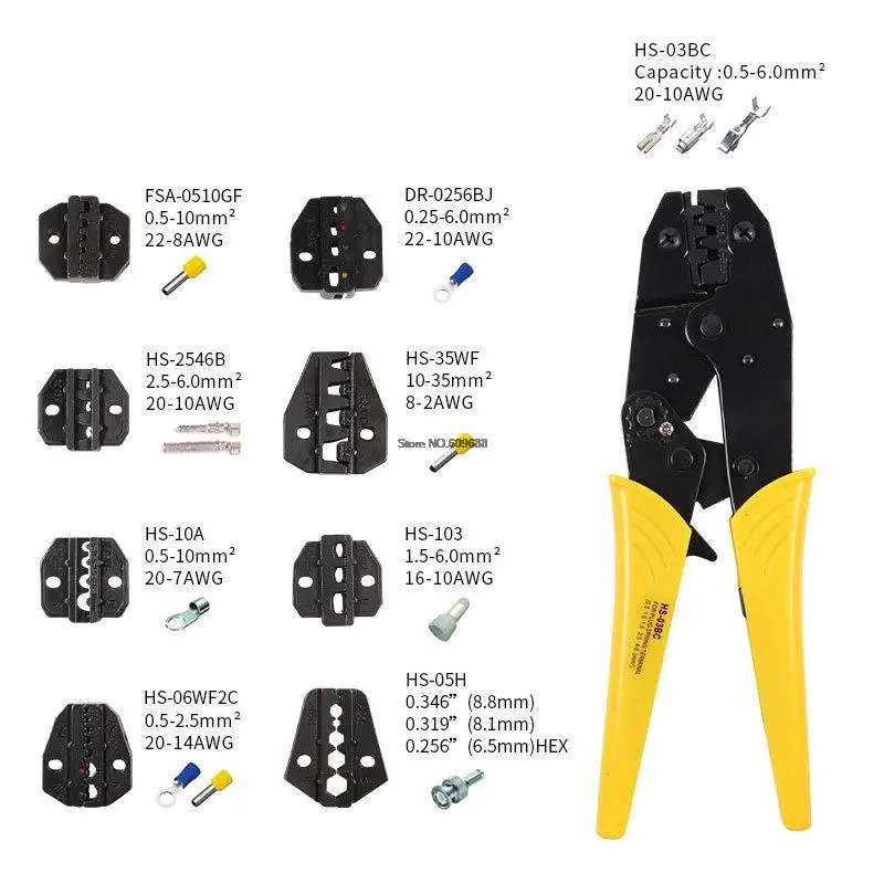 Обжимные клещи HS-03BC Зажимные инструменты Колпачок/Набор клемм для коаксиального