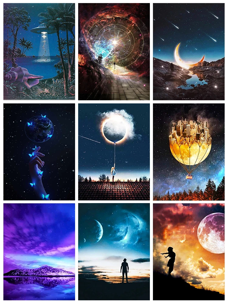 

Мозаика с волшебным явлением, картина из страз, люди, ходят с землей, бриллиантовая мозаика стразы, вышивка крестиком, украшение для дома