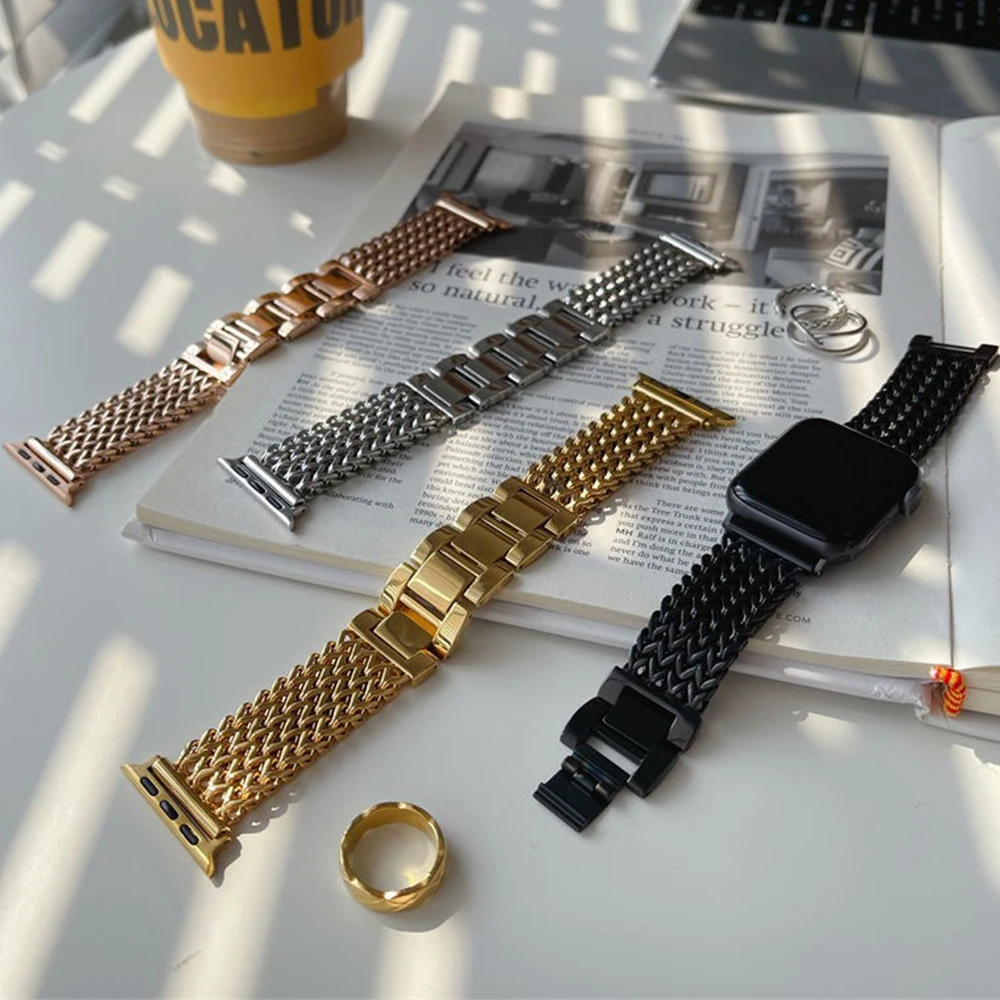Suitable For Apple Watch Strap Series Ultra 8 7 6 5 4 3 2 1 SE 38mm 40mm 41mm 42mm 44mm 45mm 49mm Women And Men, Stainless Steel