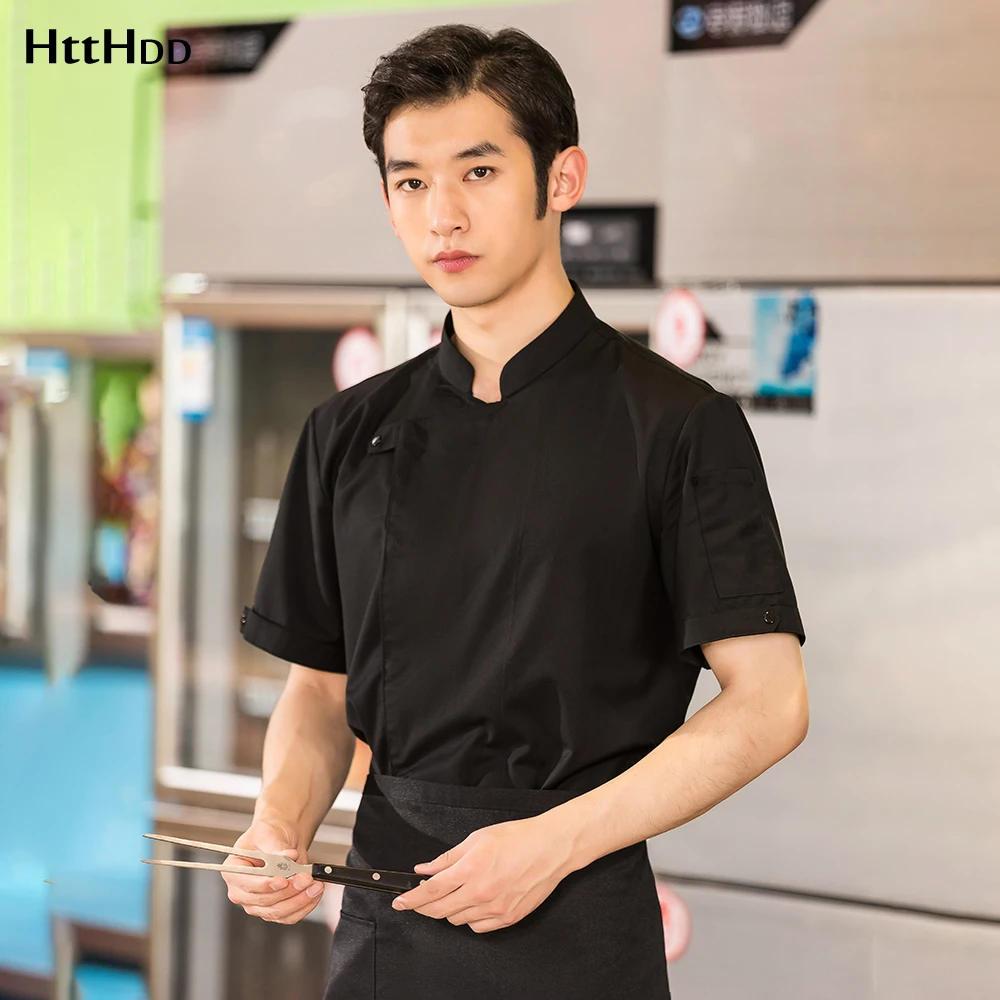 

Униформа шеф-повара суши для ресторана, рабочая куртка с коротким рукавом, одежда, свободная кухонная униформа, мужская рубашка шеф-повара с логотипом на заказ