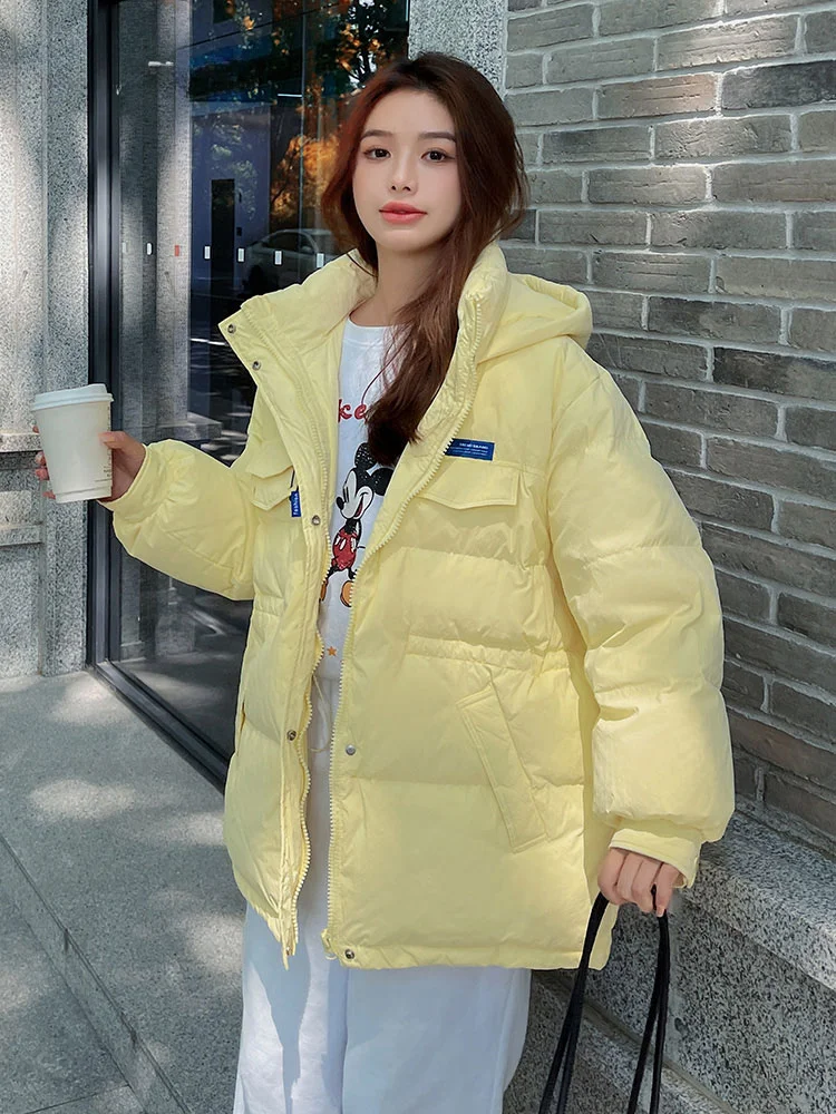 VelvetElements New Winter Down Cotton Jackets Women's Clothes Short Parkas Slim Hooded Warm Winter Coats Female Blue Overcoat