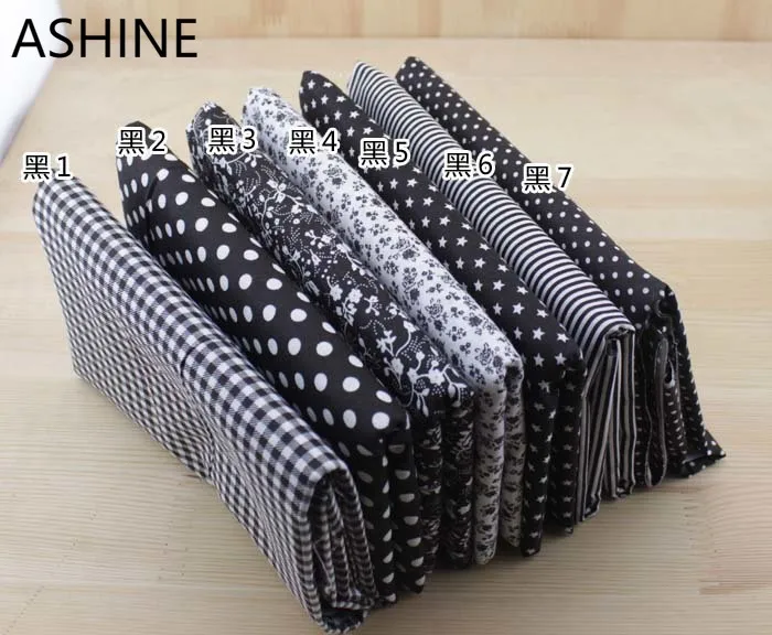 

Black Star Dor Print Handmade Cotton Fabric for DIY Craft Sewing Walletbag ,Scrapbooking Textile 50*50cm 7 pcs Free shipping