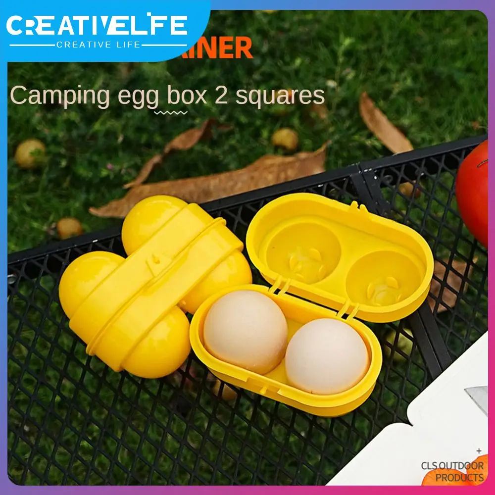 

Pp Household Egg Storage Box 10.2x6.6x7.5cm Egg Box Camping Egg Holder Container Kitchen Organizer Yellow 2-compartment Travel
