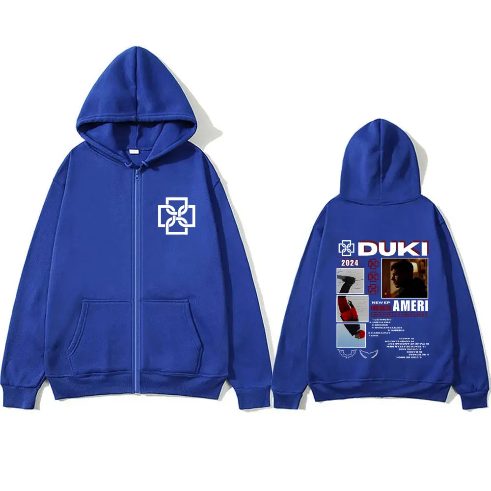 Фото Rapper Duki Antes De Ameri Double Sided Print Zipper Hoodie Male Fashion Jacket Coat Men Women Hip Hop Oversized Zip Up Hoodies №3