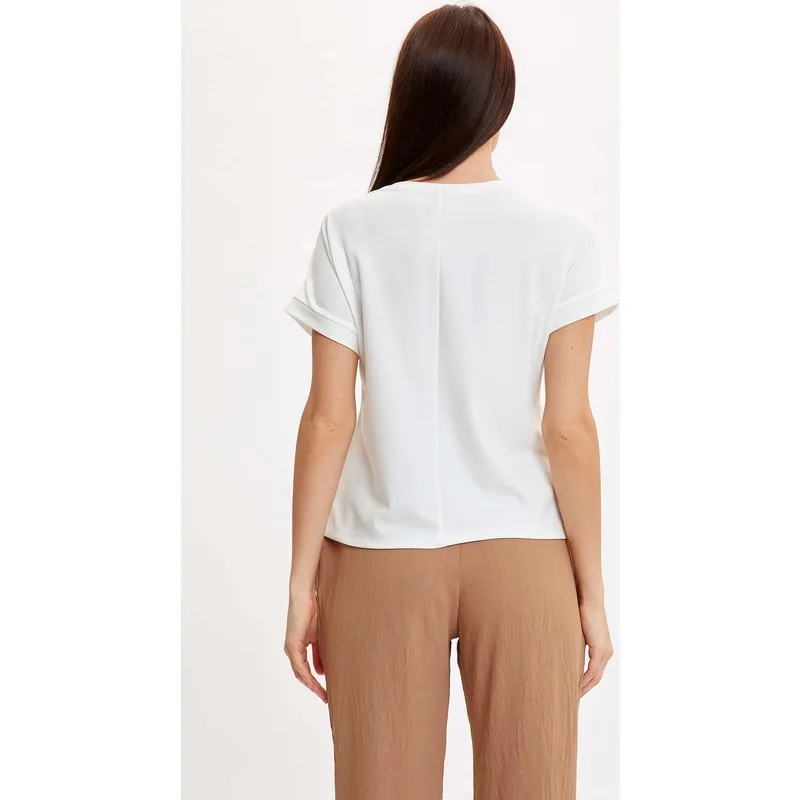 

Button Detail Short Sleeve T-Shirt N6690Az20Sm T Shirt Y2K Top Nostalgic Summer Women T-Shirt Anime Bluz