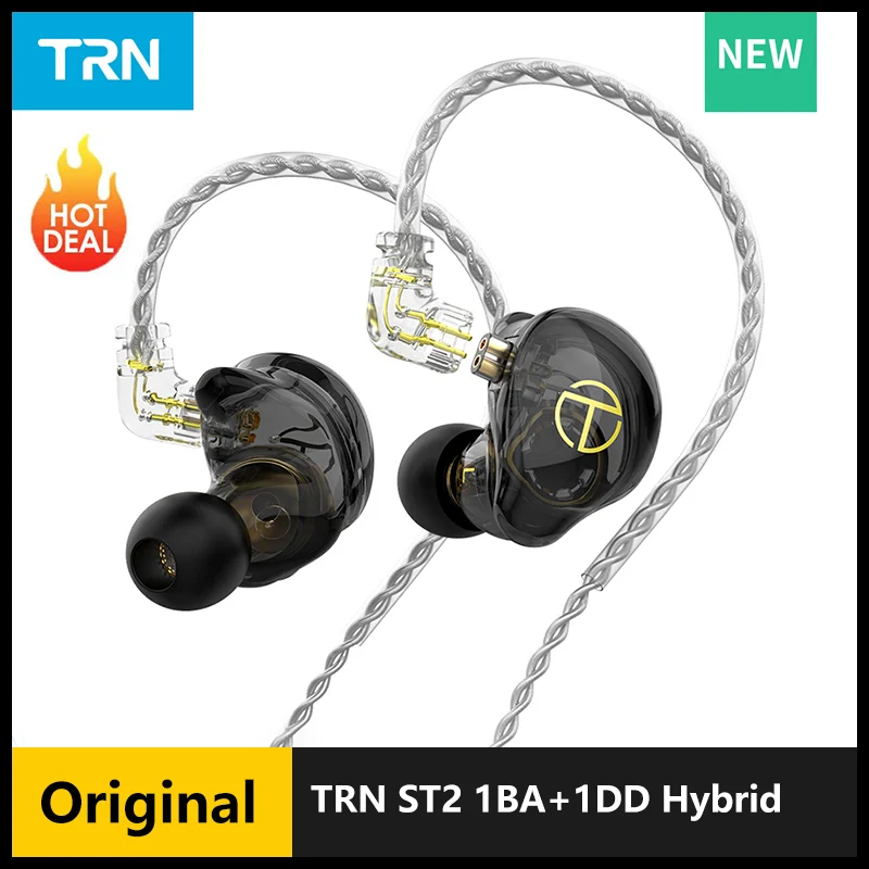 Наушники TRN ST2 1BA + 1DD, гибридные Hi-Fi наушники-вкладыши с монитором, Спортивная гарнитура с шумоподавлением MT3 ST5