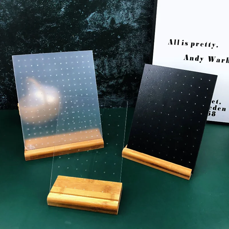 Acrylic Jewelry Display Rack Earring Stand Necklace Shelf Transparent Solid Wood Jewelry Display Storage Rack