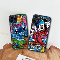 mickey minnie disney stitch princes phone case for iphone 13 12 11 pro max mini xs 8 7 plus x se 2020 xr matte transparent cover