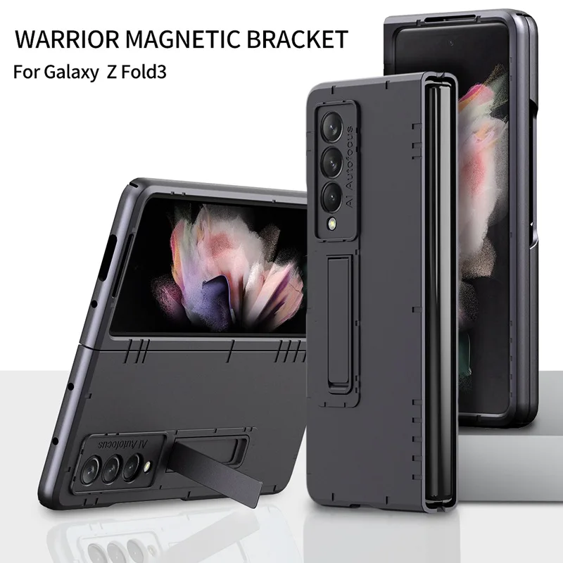 

Чехол для Samsung Galaxy Z Fold3 черный воин Магнитный чехол на присоске вертикальный складной защитный чехол для Galaxy Z Fold3