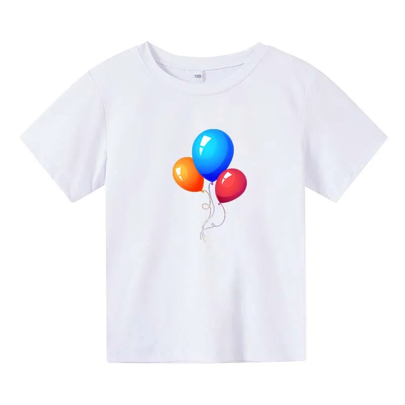 

Kids Summer Casual Ballon Print Short Sleeve T-shirts 3-14 Years Boys Girls Fashion Oufits Tops Tees Children Birthday Clothes