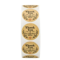 50 500pcs 1 inch kraft paper thank you sticker roll stickers baking gift sealing stickers wedding holiday labels stationery