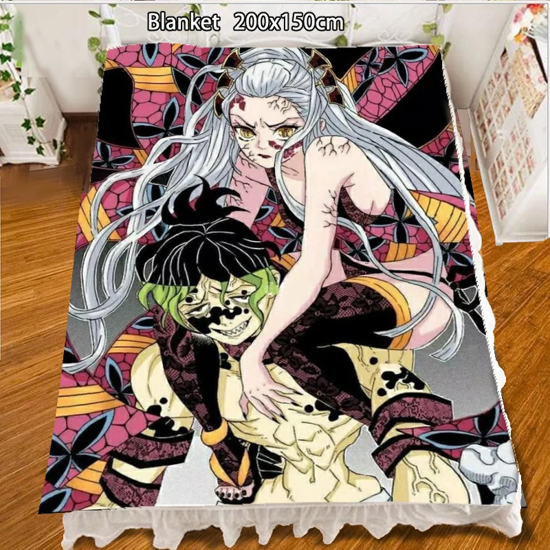 

Anime Fleece Blanket Demon Slayer Kimetsu no Yaiba Daki Giyuutarou quilt carpet soft Bedding Accessories 200x150cm