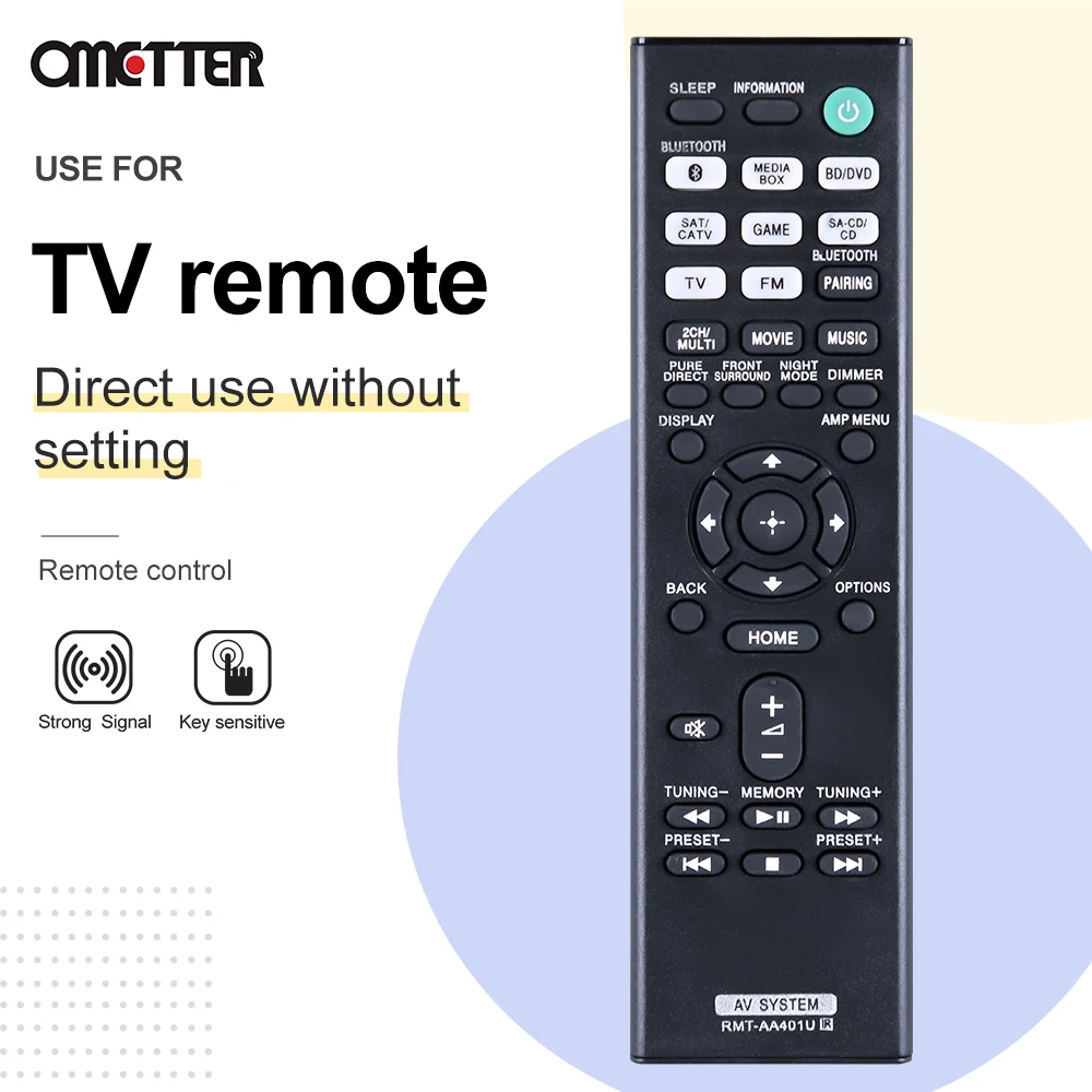 

RMT-AA401U Replacement Remote for Sony Home Theater AV Receiver STR-DH401U STR-DH590 STR-DH790 1-493-370-11
