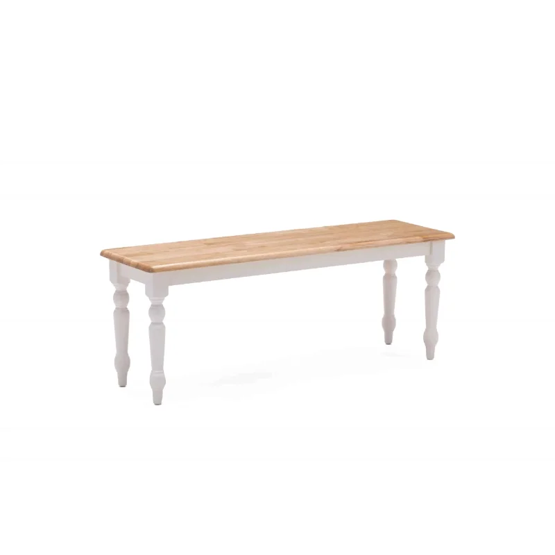 Farmhouse Backless Wood Bench - White/Natural Two-Tone Finish