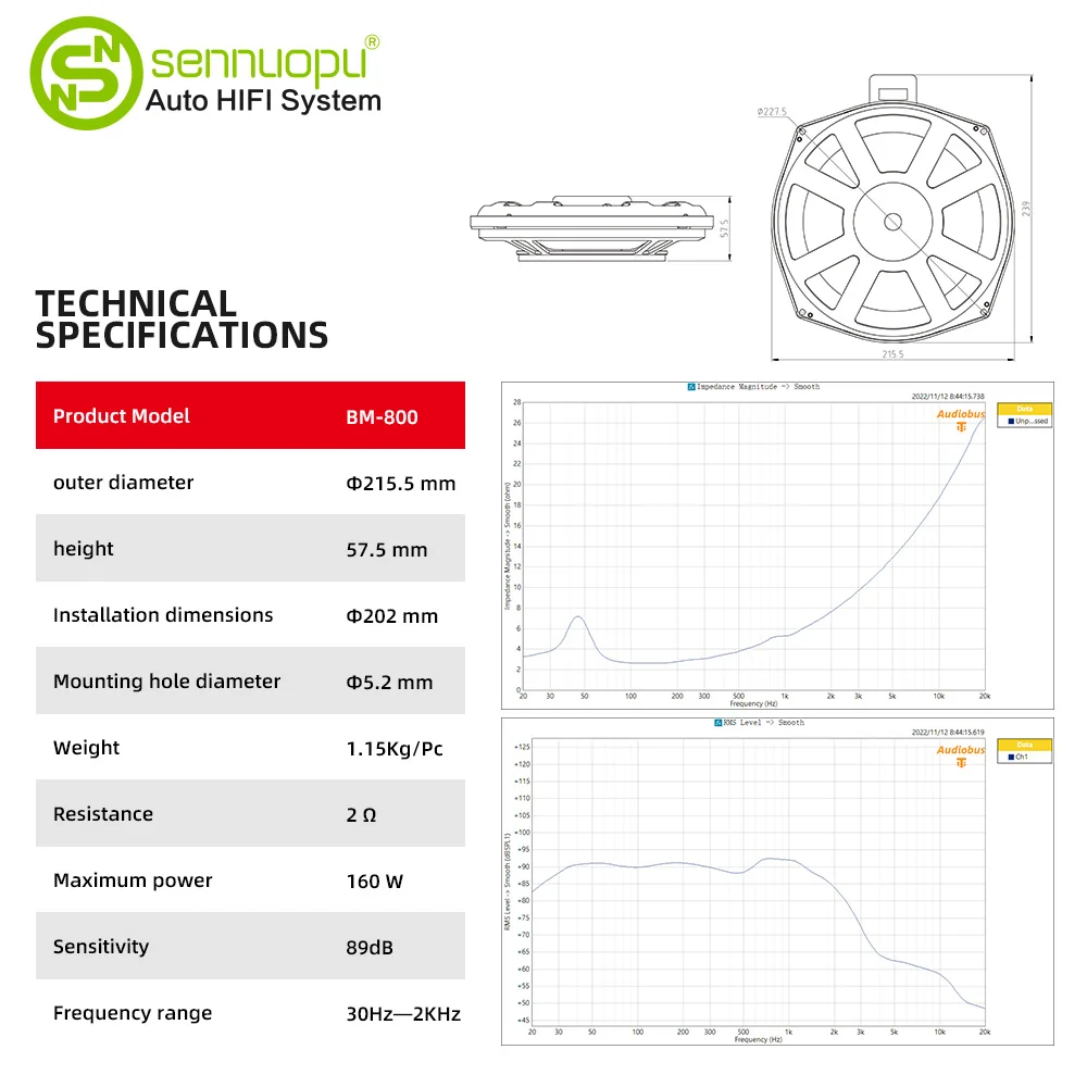 Сабвуфер Sennuopu под сиденьем для автомобильного сабвуфера 160 Вт RMS басовый динамик