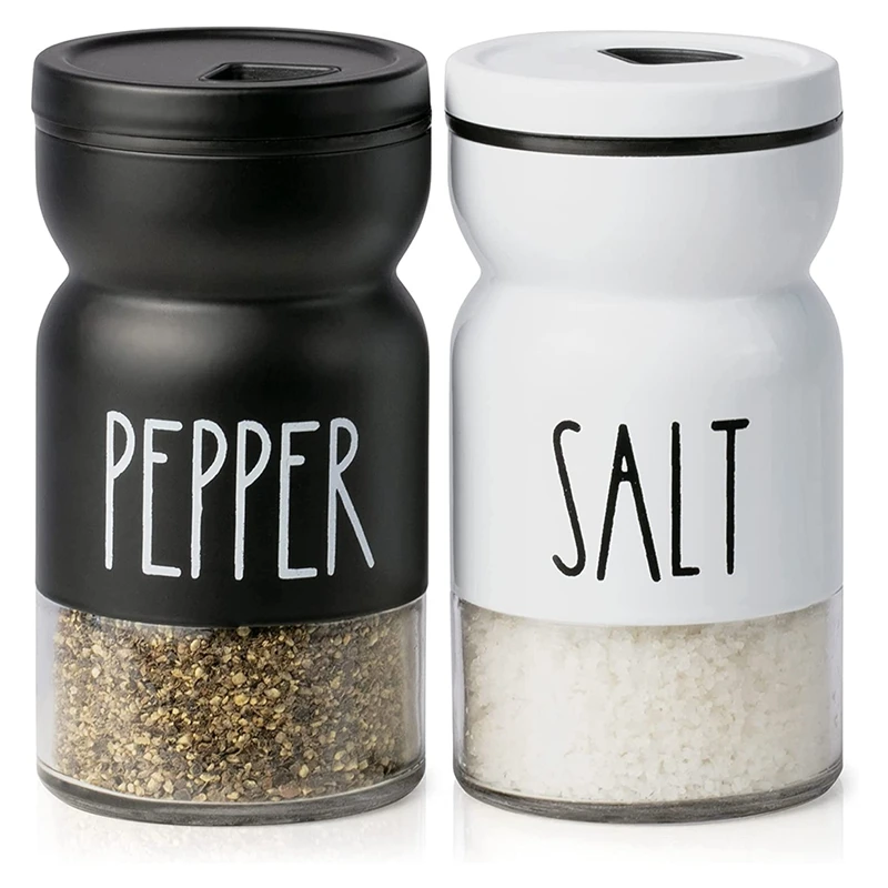 

Farmhouse Salt And Pepper Shakers Set With Adjustable Lids, Modern Home Country Kitchen Decor, Cute Shaker Set