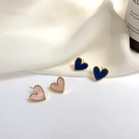 hot sweet cute gril love heart shape stud earrings 2022 fashion white blue simple earrings for women party jewelry new gifts