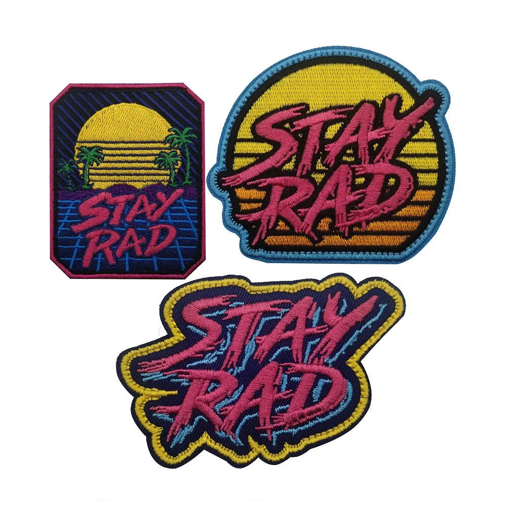 

Stayrad Seaside Scenery Beach Embroidery Patch Sun Armband Hook and Loop Patch Badges on Backpack Sticker Patches for Clothing