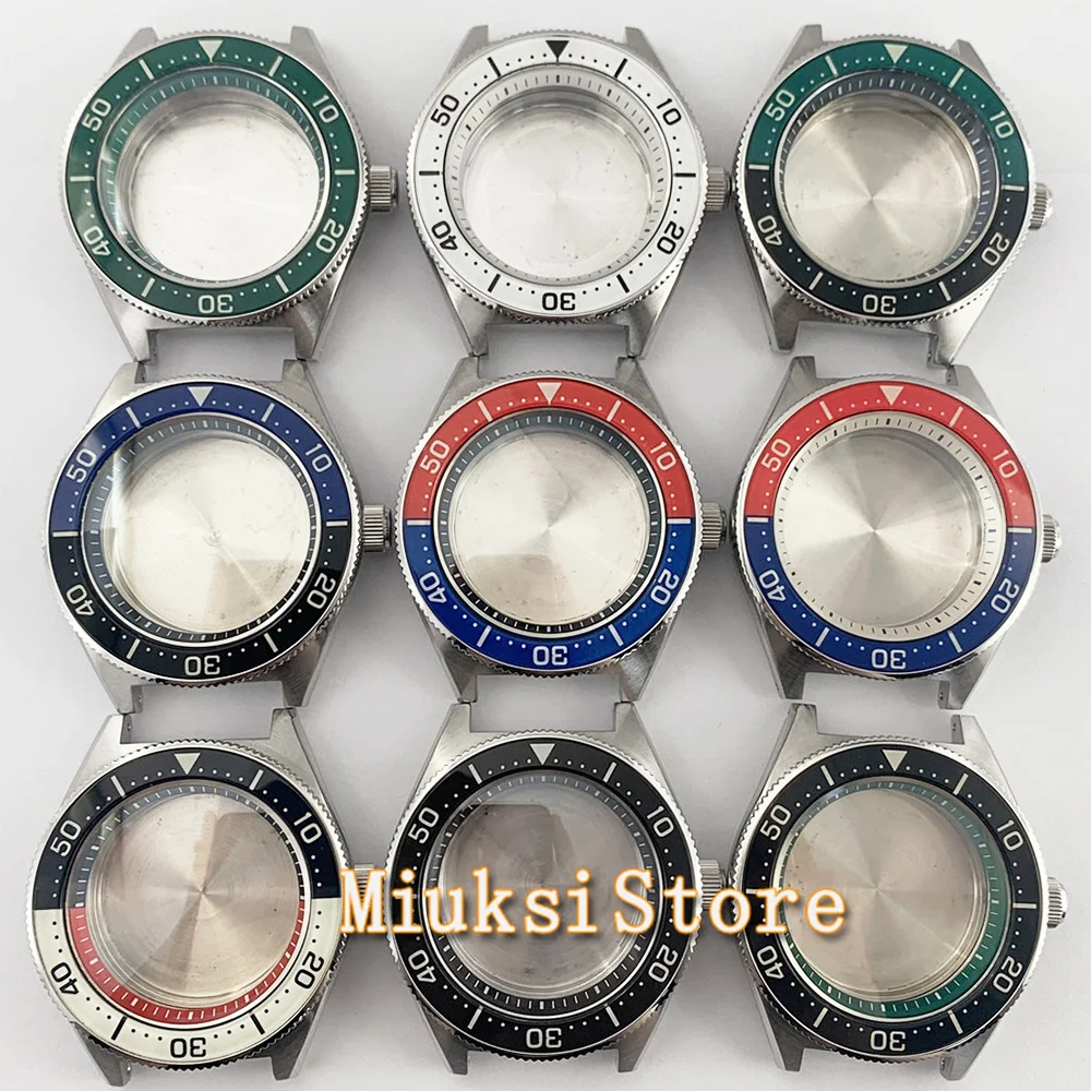 42mm Silver sterile Watch Case Luminous Ceramic Bezel 200m Waterproof Solid Domed Sapphire Glass For NH35 NH36 Movement