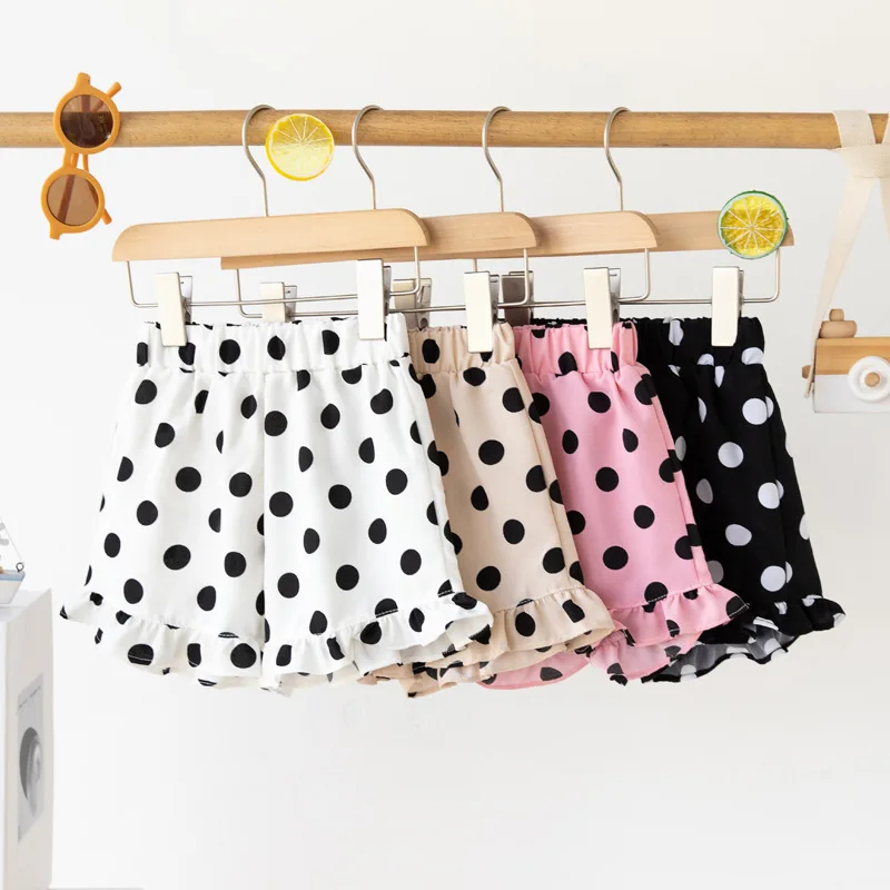 

2022 Summer Children's Shorts Korean Polka Dot Ruffled Girls Shorts Soft Chiffon Toddler Girls Leggings Print Baby Pants 2-8T