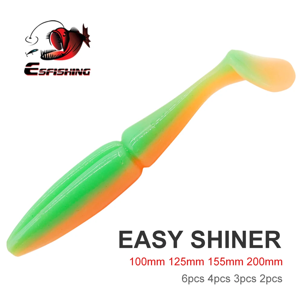 ESFISHING 100mm 125mm155mm 200mm Easy Shiner Quality Pesca Soft Fishing Lure Silicone Bait Wobblers Leurre Souple