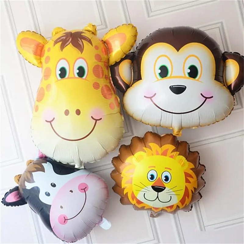 

5pcs/lot Animal Head Foil Balloon monkey Lion Inflatable Air Balloons Happy Birthday Party Decorations Baby Shower Supplies