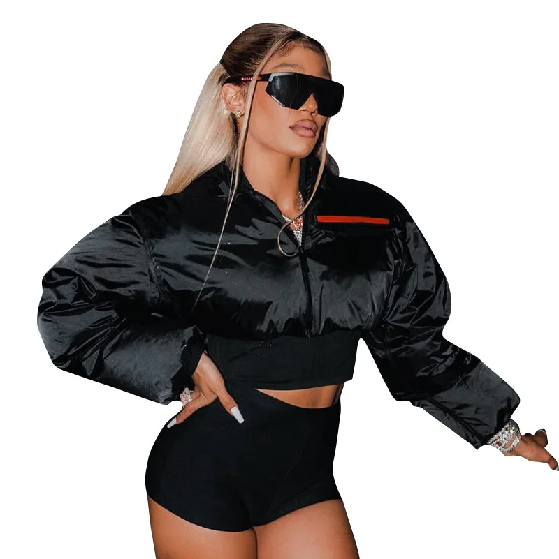 

Autumn Winter Jacket for Women 2022 New Casual Fashion Solid Color Round Neck Long-Sleeved Zipper Slim Waist Cotton Top Coat