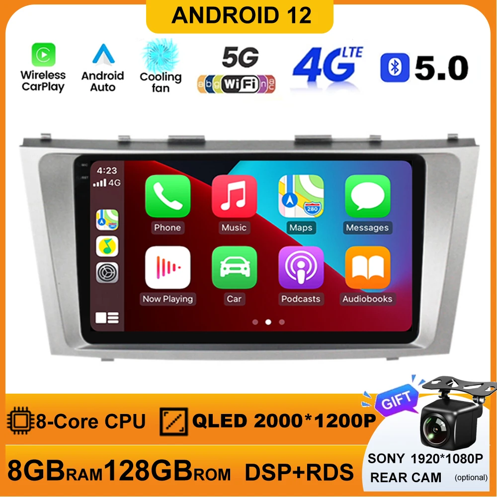 

4G Net WIFI Android 12 For Toyota Camry 2006 - 2011 Car Radio Navigation GPS Multimedia Player DVD BT RDS DSP Carplay AUTO