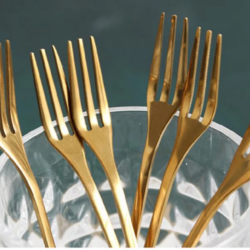 

40Pcs Stainless Steel Flatware Fruit Fork Dinnerware Appetizer Snack Dessert Fork Kitchen Tableware Leaf Shape