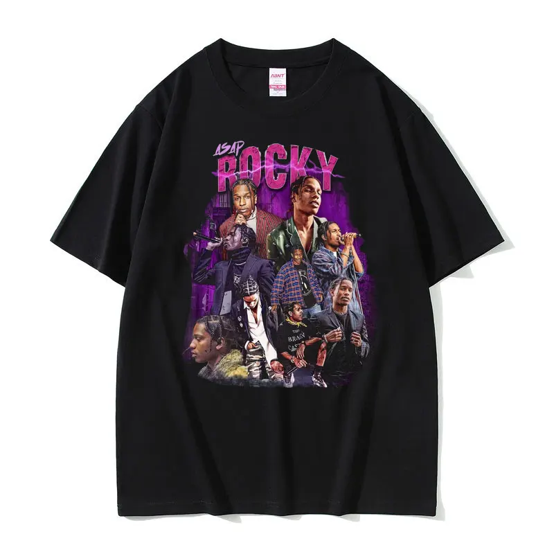 Awesome Rapper ASAP Rocky Graphic Tshirt Streetwear Men Women Hip Hop Oversized T-shirts Short Sleeve Male High Quality T Shirt