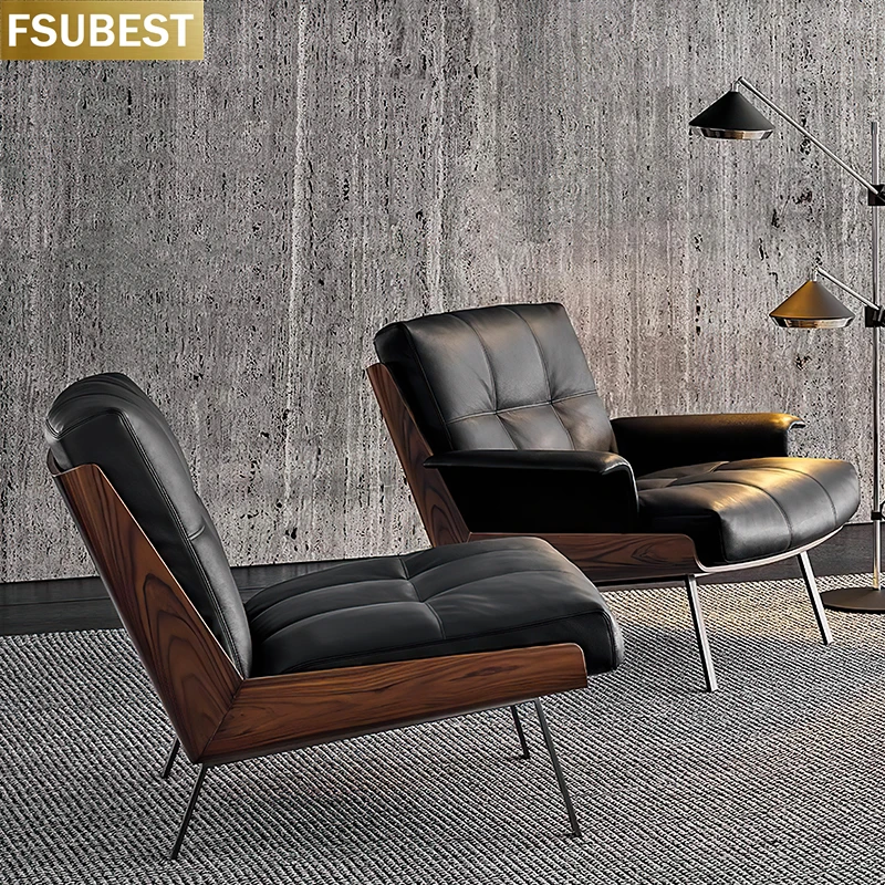 

FSUBEST Italian Upholstered Daiki Armchair Designerski Chair Cadeira Chaises Silla Stoelen Living Room Poltronas