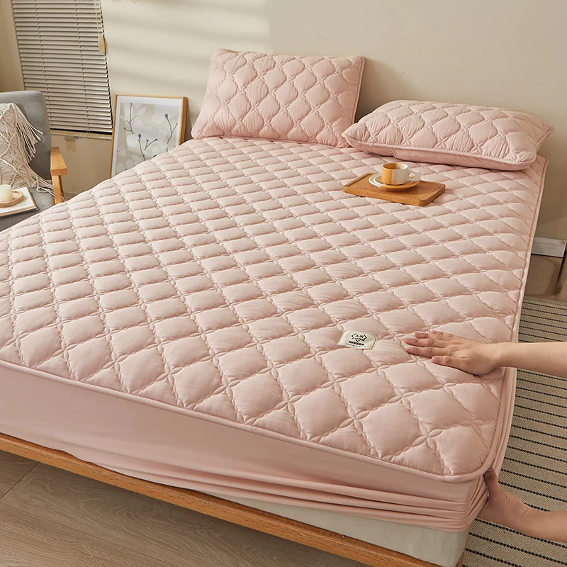 

Soybean Microfiber Quilted Mattress Cover Double Queen King Size Cotton Anti-Slip Thicken Bed Pad Protector Elastic Fitted Sheet