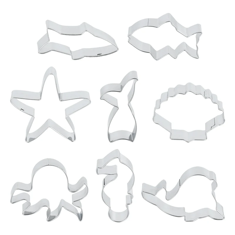 

Fish Seaweed Dolphin Cake Mold Seahorse shell Mould Starfish Mermaid Cake Border Fondant for Kitchen Baking Decoration Molds