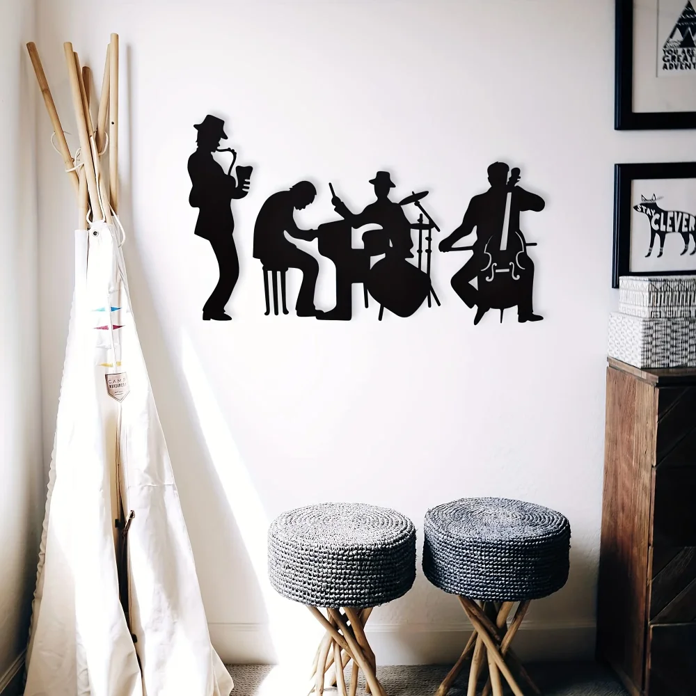 1 Шт. Тематический Металлический Настенный Декор С Джазовой Музыкой-дизайн