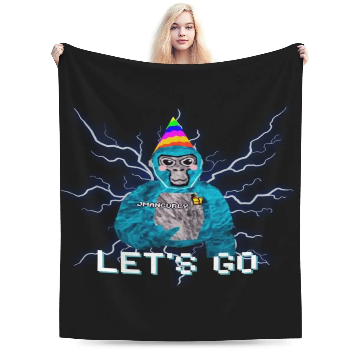 Ультрамягкое Флисовое одеяло с микро-изображением Gorilla Tag jmancurl Monke Merch An