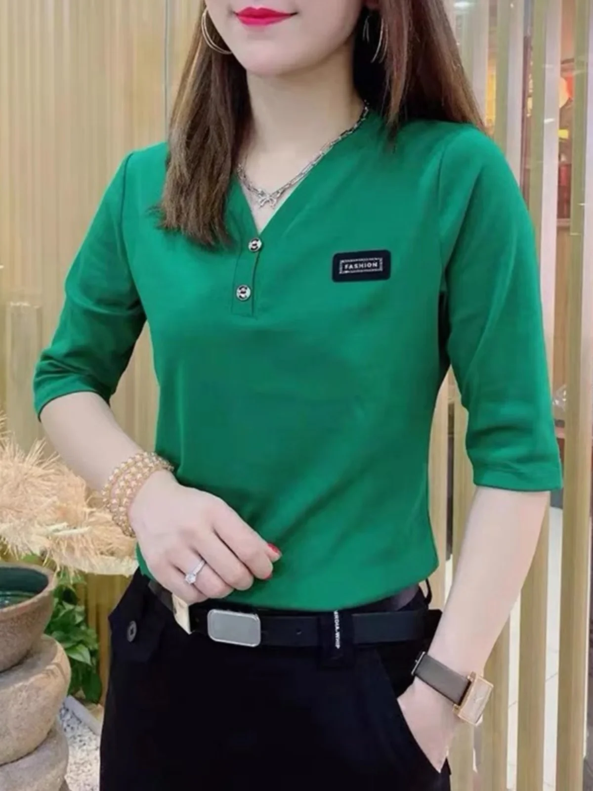 Новинка 2024 Ранняя осень Женская облегающая Модная хлопковая Футболка с